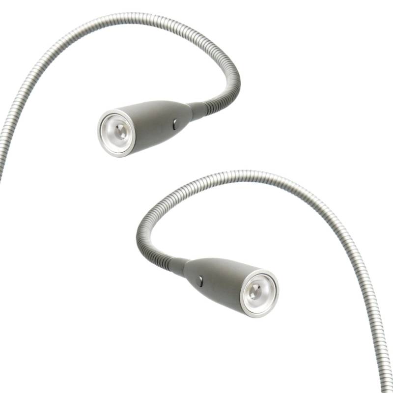 kalb LED Bettleuchte Aluminium Silbergrau Warmweiß Leseleuchte Nachttischlampe 2er Set Silbergrau von kalb