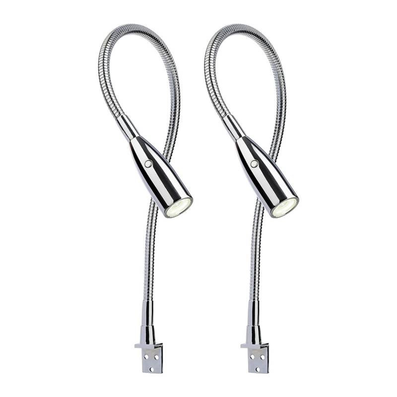kalb LED Bettleuchte Chrom Warmweiß Leseleuchte Aufbauleuchte Nachttischlampe 2er Set Chrom von kalb