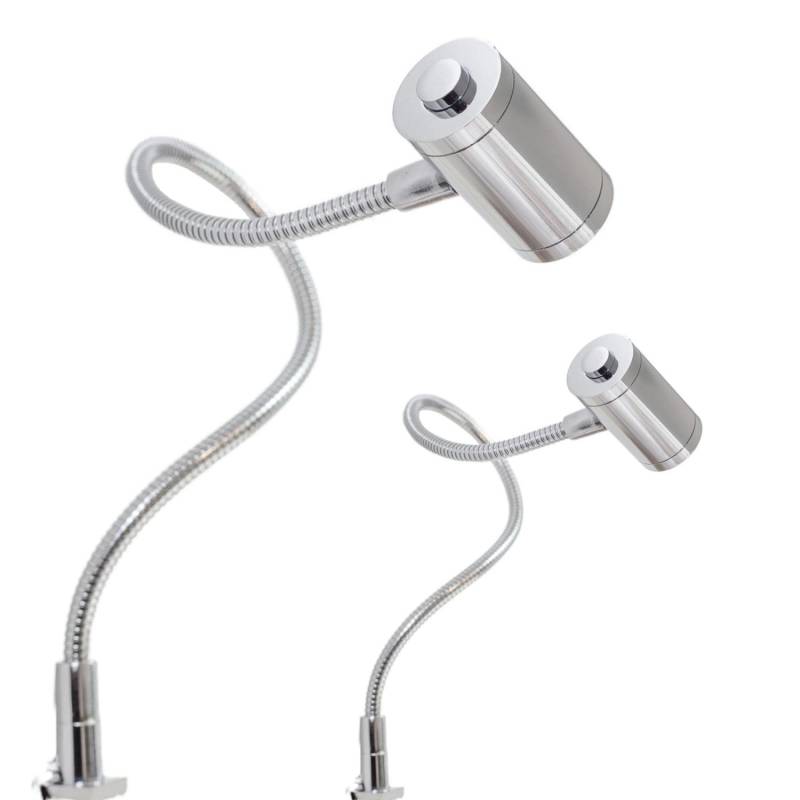 kalb LED Bettleuchte Silbergrau 3W Warmweiß Leseleuchte Aufbauleuchte Nachttischlampe 2er Set Chrom von kalb
