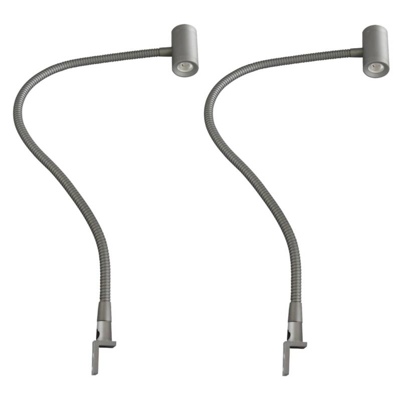 kalb LED Bettleuchte Silbergrau 3W Warmweiß Leseleuchte Aufbauleuchte Nachttischlampe 2er Set Silbergrau von kalb