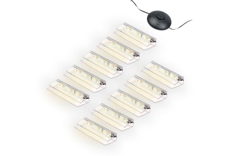 kalb LED Glaskantenbeleuchtung LED Glaskantenbeleuchtung Clip Set 3000K/5000K Transparent Plug & Play, 10er Set warmweiß von kalb