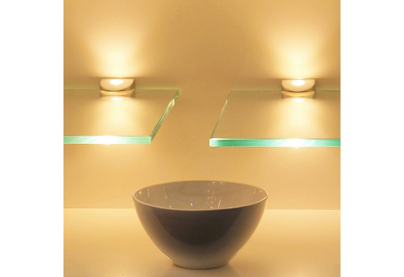 kalb LED Glaskantenbeleuchtung LED Glasregal Hängeregal Wandboard Wandregal Regal beleuchtet, SET - 600mm, warmweiß von kalb