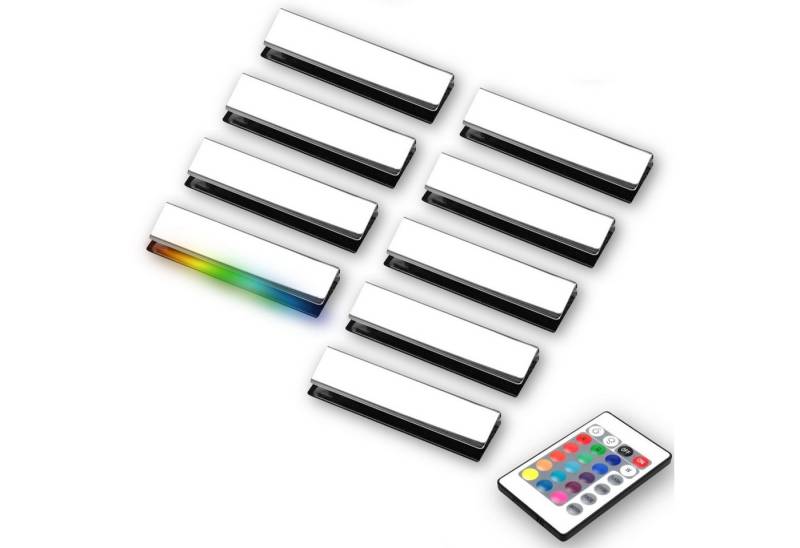 kalb LED Glaskantenbeleuchtung LED RGB Glaskantenbeleuchtung Vitrinenbeleuchtung Clip Glas, 9er SET von kalb