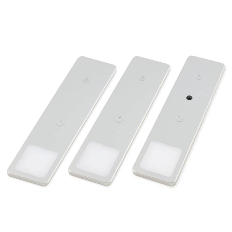 kalb LED Unterbauleuchte Solid2 Silbergrau Mechanischer Schalter 3W 3er Set Neutralweiß von kalb