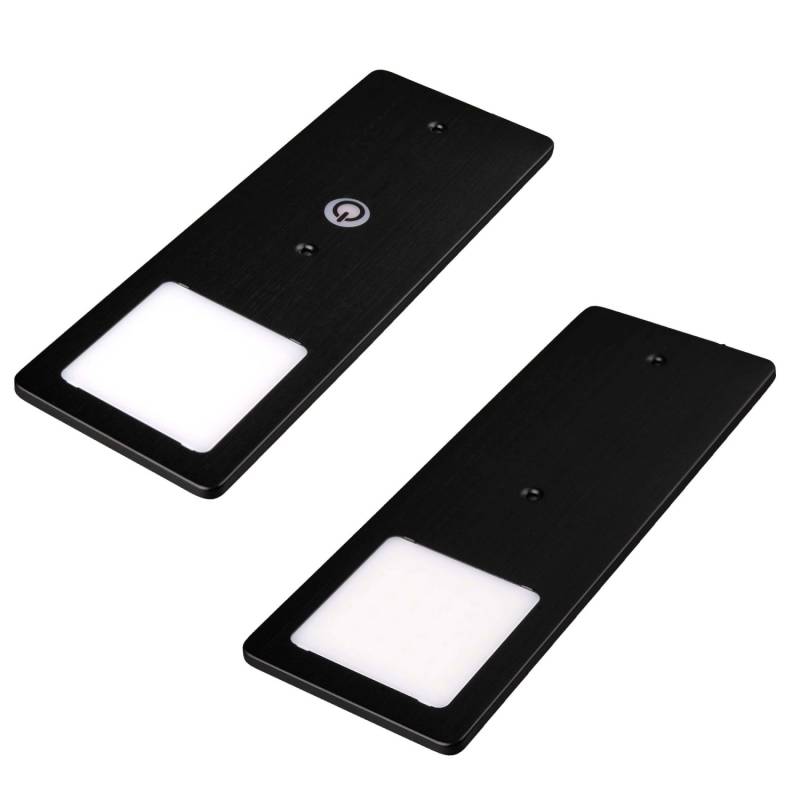 kalb LED Unterbauleuchten Schwarz 5W Sehr Flache Küchenleuchte Touchdimmfunktion 2er Set Neutralweiß von kalb
