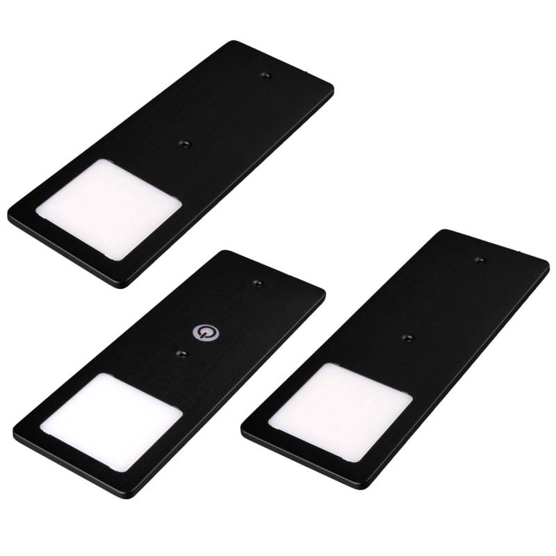 kalb LED Unterbauleuchten Schwarz 5W Sehr Flache Küchenleuchte Touchdimmfunktion 3er Set Neutralweiß von kalb
