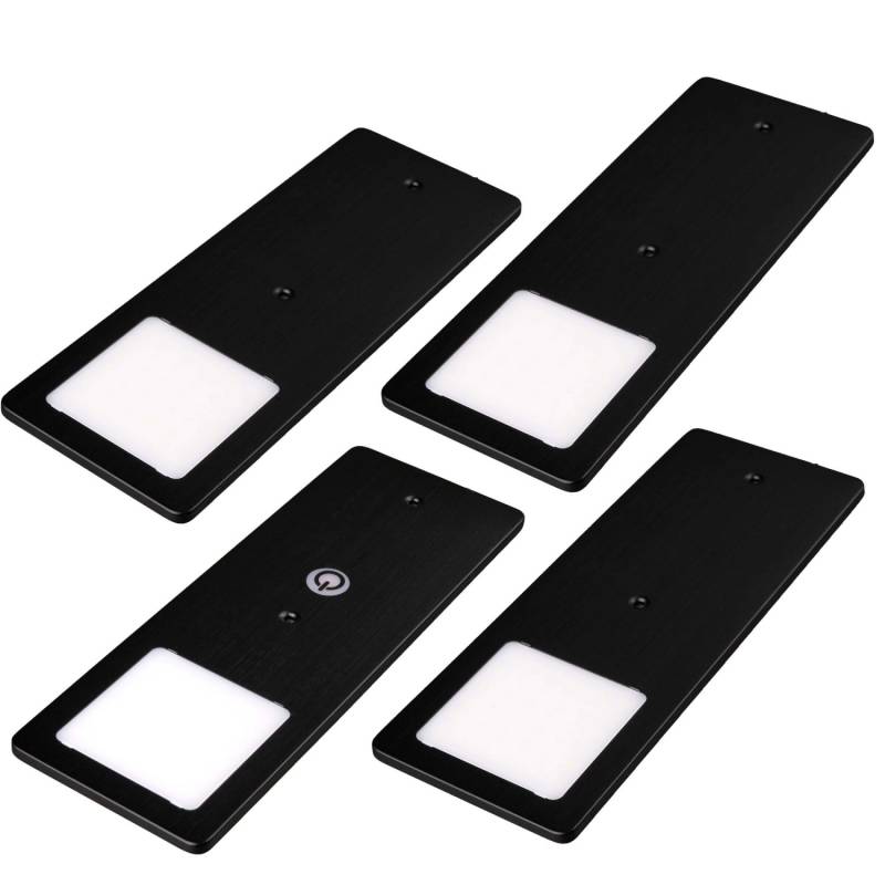 kalb LED Unterbauleuchten Schwarz 5W Sehr Flache Küchenleuchte Touchdimmfunktion 4er Set Neutralweiß von kalb