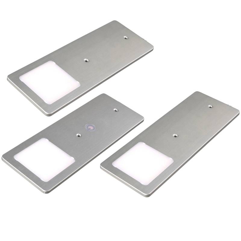 kalb LED Unterbauleuchten Silber 5W Sehr Flache Küchenleuchte Touchdimmfunktion 3er Set Warmweiß von kalb