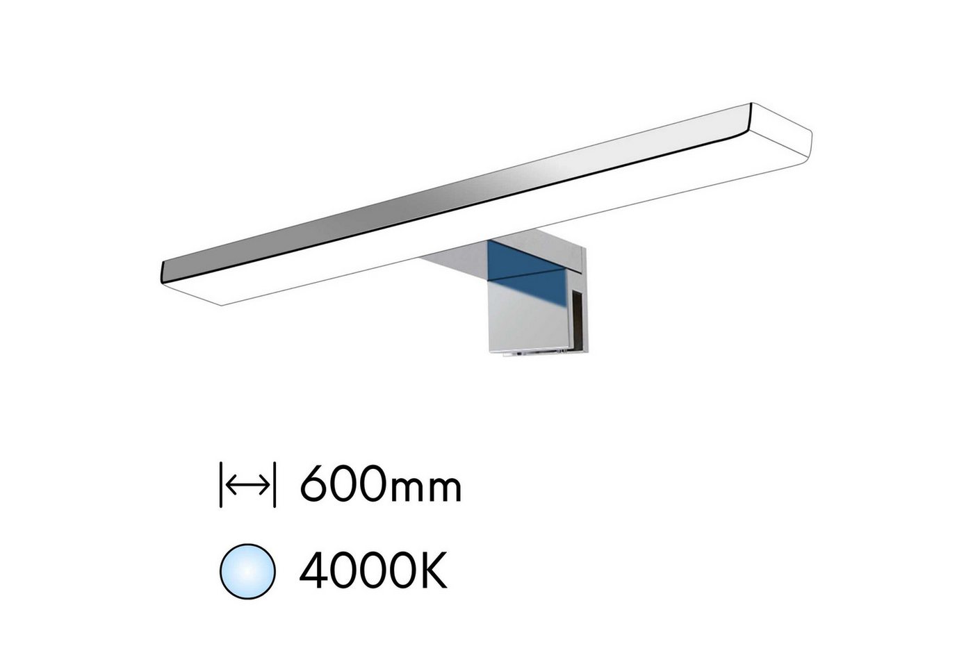 kalb Spiegelleuchte Aurinko LED Badleuchte Badlampe Spiegellampe, chrom 230V, 600mm - Neutralweiss, neutralweiß von kalb