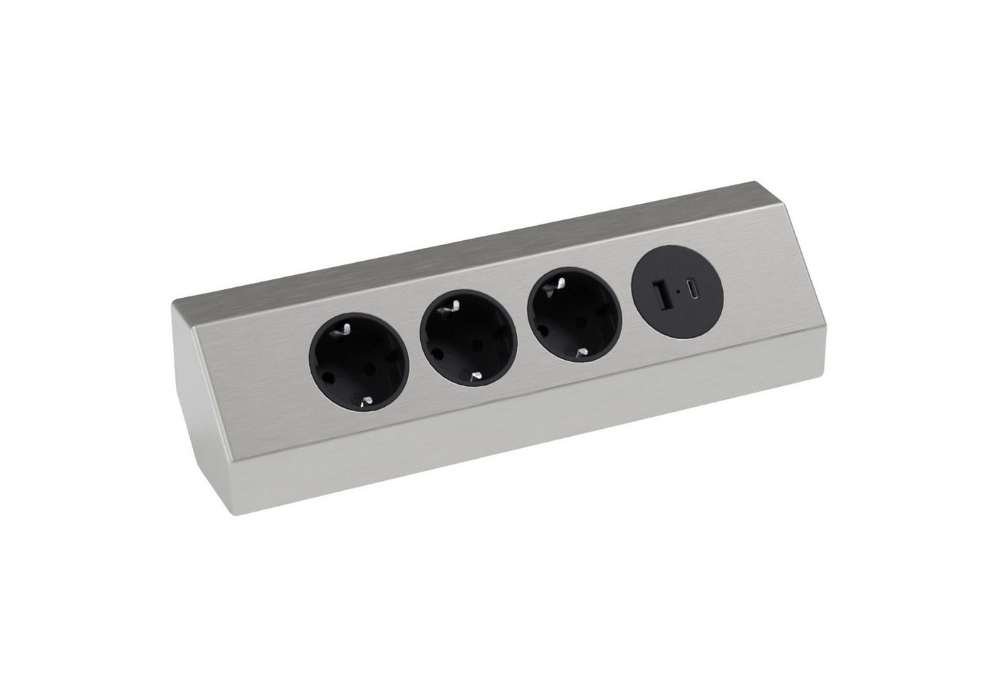 kalb Steckdose Ecksteckdosenleiste 4-fach 3x 230V und 2x USB Anschluss silber/schwarz kalb Steckdose Ecksteckdosenleiste 4-fach 3x 230V und 2x USB Anschluss silber/schwarz von kalb