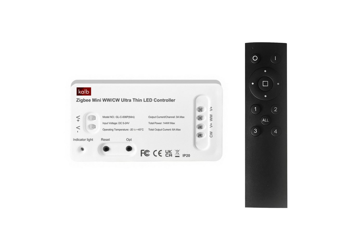 kalb Zigbee System 1 Kanal für einfarbige und CCT LED-Leuchten, Smart Home Wandtaster von kalb