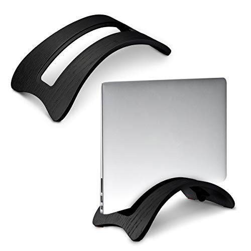 kalibri Laptop Ständer Notebook Stand - Halterung aus Holz 3X Silikoneinsatz für MacBook Air/Pro/Pro Retina/Tablet iPad - Eichenholz Schwarz von kalibri