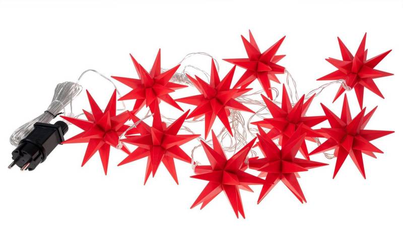 kamelshopping LED-Lichterkette 3D Leuchtstern Lichterkette mit 10 LED-Sternen, ca. 6,75m + Zuleitung, Timerfunktion, für Innenbereich & Außenbereich von kamelshopping