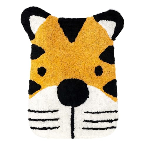 Teppich für Kinder aus Baumwolle | Verschiedene Motive und Größen | Kinderteppich pflegeleicht und strapazierfähig | ideal fürs Kinderzimmer (Tiger, ca. 63 x 47 cm) von KaMel GmbH