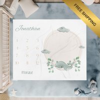 Baby Geschenk Geburt Decke Personalisiert Babygeschenk Babyshower Babydecke Name Meilenstein Idee Wal von kamicreativedesigns