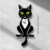 Pendeluhr Joshi, Schweif Wackelt Hin Und Her, Katzenuhr, Geschenk Für Katzenliebhaber Pendeluhr Joshi, Schweif Wackelt Hin Und Her, Katzenuhr, Geschenk Für Katzenliebhaber von kamikatzecatart