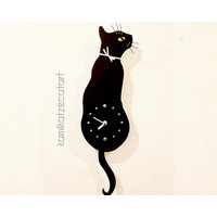 Pendeluhr Mimi. Schweif Wackelt Hin Und Her, Katzenuhr, Katzen Pendeluhr, Geschenk Für Katzenliebhaber Pendeluhr Mimi. Schweif Wackelt Hin Und Her, Katzenuhr, Katzen Pendeluhr, Geschenk Für Katzenliebhaber von kamikatzecatart