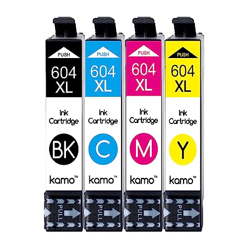 Kamo 4er-Pack 604 XL Patrone Kompatibel mit Epson 604 604XL Druckerpatrone Multipack, für Expression Home XP-2200 XP-2205 XP-3200 XP-3205 XP-4200, WorkForce WF-2910DWF WF-2930DWF WF-2935DWF WF-2950DWF von kamo