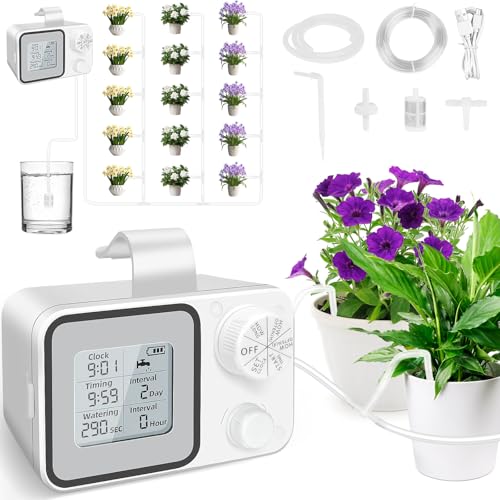 Automatisches Bewässerungssystem für Garten, Automatisches Tropfbewässerungsset für 20 Zimmerpflanzen, Programmierbarer Wassertimer, Bewässerungssystem für Topfpflanzen für Indoor, Balkon Pflanzen von kamoly