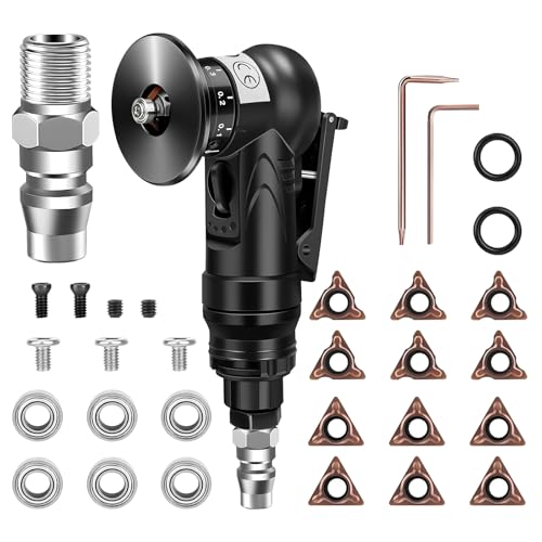 Pneumatische Anfasmaschine,45°Bogenecke Mini Trimming Handheld Pneumatische Fasenmaschine mit 6R und 6C Winkeleinsätze und 6 Lager,Metall Entgrater für Metalltrimmen und Entgraten von kamoly