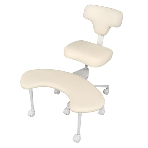 kamulouk ADHS-Stuhl für Erwachsene, Schneidersitz-Stuhl mit gekreuzten Beinen und Rädern, Meditationsstuhl mit Lendenwirbelstütze und höhenverstellbar Beige von kamulouk