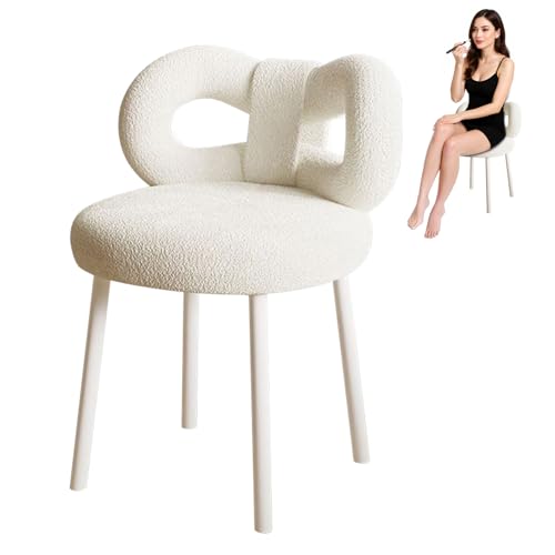 kamulouk Schminktisch Stuhl, Stuhl Schminktisch mit Bowknot Rückenlehne Wohnzimmer Frauuen, Schminkstuhl für Wohnzimmer und Schlafzimmer Weiß von kamulouk