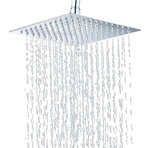 16 Zoll Kopfbrause Quadratisch 304 Edelstahl Poliert Edelstahl Brause Regendusche Brausekopf Duschkopf Ultraflaches Design Wasserfall Regenduschkopf von kangten