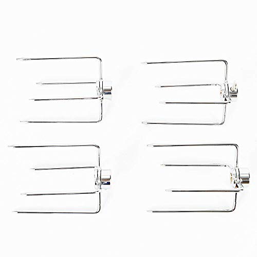 BBQ Fleischklammer Rotisserie Grillspieß Drehspieß 4er Pack Fleischnadeln Drehspieß Multifunktionale Edelstahl Spießgabel von kangten