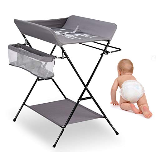 kangten Baby Wickeltisch Klappbarer Wickelkommode mit 3 Fächer Flat Wickelauflage für Kinder,Mobiler Wickeltisch &Badewanne Klappbar Wickelauflage Ablagefächer Wickeln von kangten