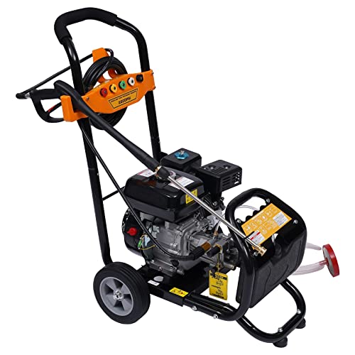 Benzin-Hochdruckreiniger mit Schlauchtrommel, Max. 220 Bar.3200 PSI, 7 HP Motor mit 210 CCM, Reinigungsmaschine mit 5 Düsen Benzin-Hochdruckreiniger mit Schlauchtrommel, Max. 220 Bar.3200 PSI, 7 HP Motor mit 210 CCM, Reinigungsmaschine mit 5 Düsen von kangten