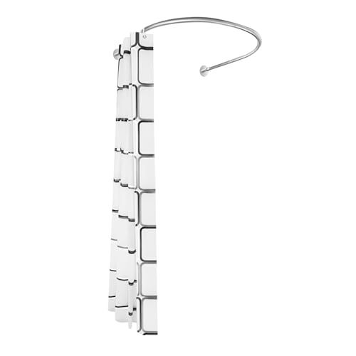 Edelstahl Duschvorhangstange U-Form Justierbare Gebogene Flexible Duschvorhanghalterung with Bad-Vorhangstange Duschvorhang Ideal für Kleine Bäder und Badewannen von kangten