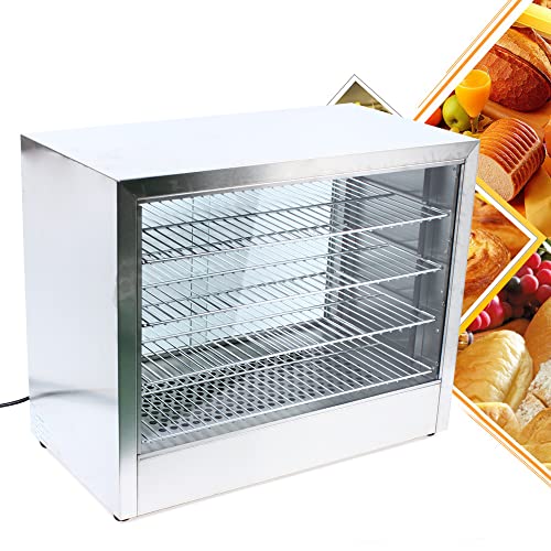 Heiße Theke Warmhaltevitrine Aufsatzvitrine 4 Etagen Wärmetheke Edelstahl 220-240 V 1000W Speisevitrine für Kantinen Bäckereien Cafés von kangten