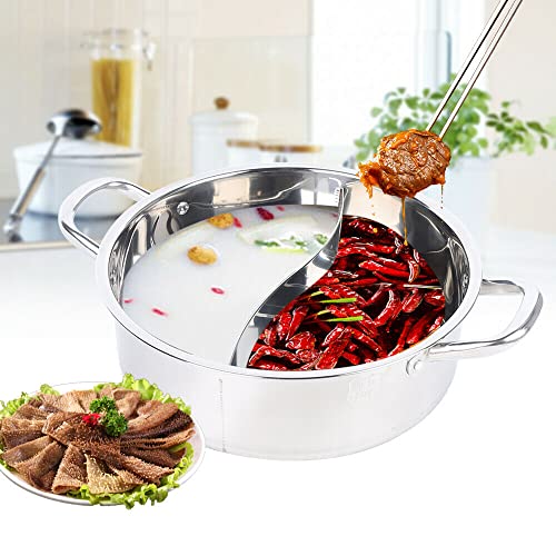 Hot Pot Twin Geteilte Edelstahl-Kochgeschirr Küche Suppenkochen Kochwerkzeug 2 Gitter Mandarine Ente Topf Hausküche 30cm von kangten