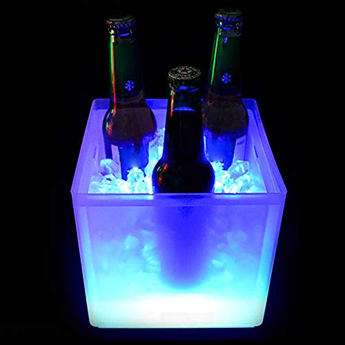 LED Champagner Eiskübel RGB-LED-Licht Eisbox 3.5L 6 Color Leuchten Farbwechsel Sektkühler Flaschenkühler für Festival Party Zuhause Bar(keine Batterie enthalten) von kangten