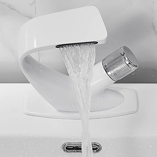 Waschtischarmatur Design Wasserhahn Bad Waschbecken Armatur Einhebelmischer Weiß für Badezimmer Küche von kangten