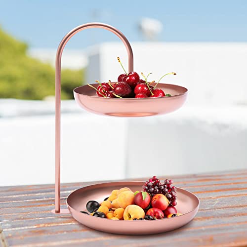 kangten Obst Etagere, 2 Etagen Tortenplatte Obstschale Snacks Dessert Ständer Serviertablett Kuchenständer Küchen Party Deko für Aufbewahrung Süßigkeiten Muffins Cupcakes von kangten