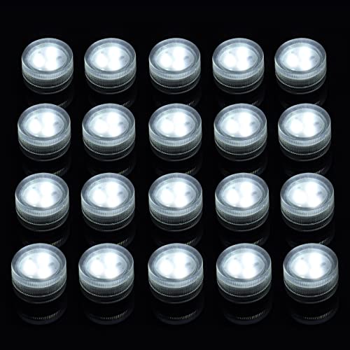 Mini Unterwasser Wasserdichte Led Lights - weiße Teelichter Batteriebetrieben, kleines Led-Kerzenlicht, Vase, Aquarium, Whirlpool, Party, Hochzeit Dekoration (20pcs ohne Fernbedienung) von kanhiro