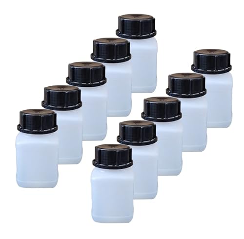 kanister-vertrieb® 10er Set: 250 ml Laborflasche Vierkantflasche Weithalsflasche lebensmittelecht mit Schraubverschluss von kanister-vertrieb