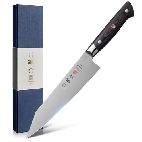 kanngou Classic. Japanisches Messer aus AUS-8 Stahl mit Kompletter Räuchergriff (Kiritsuke Knife, 21 cm) von kanngou