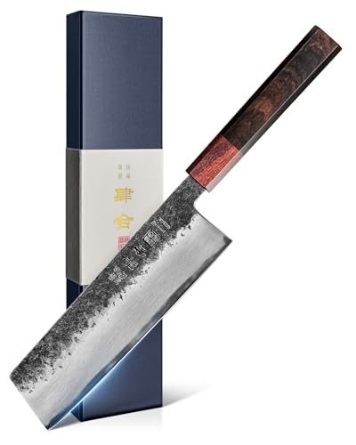 kanngou Nakiri Kochmesser 18 cm Japanisches messer, Extra Scharfes Chefmesser aus AUS-8 Stahl mit Ergonomischem Ebenholz- und Rotholzgriff und Geschenkbox kanngou Nakiri Kochmesser 18 cm Japanisches messer, Extra Scharfes Chefmesser aus AUS-8 Stahl mit Ergonomischem Ebenholz- und Rotholzgriff und Geschenkbox von kanngou