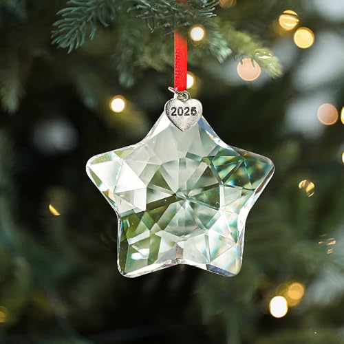 Kristallener Weihnachtsstern 2025 Dekorativer Christbaumschmuck zum Aufhängen von kanpura