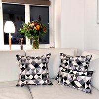 Kissen Schwarz Weiß Dreieck Geometrisch Gobelin Polsterstoff Mit Inlett Quadrat & Querformat Maßanfertigung von kanteShop