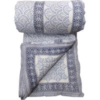 Blauer Handblockdruck-Baumwollquilt, 100% Baumwollfilz-Sehr Weicher Decke Werfen Jaipur Rzai Kantha Quilt von kanthaNtapestryart