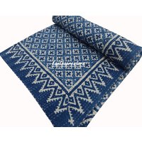 Blaue Indigo-Kantha-steppdecke, Wendbare Baumwolldecke, Handblockdruck, Tagesdecke, King-Size-Kantha-Bettbezug, Vintage-Decke, Handgefertigt, Dohar von kanthacreators