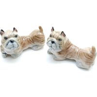 2Er Set Bulldogge Hund Keramik Figur Tier Essstäbchen Halter Statue von kanyanat