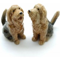 2Er Set Otterhund Hund Keramik Figur Tier Statue von kanyanat