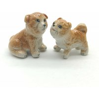 2Er Set Welpe Shiba Inu Hund Keramik Figur Tier Miniatur Statue von kanyanat