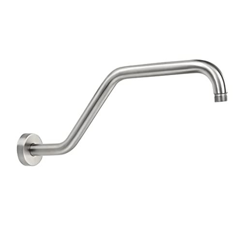 KAPHOME Duschkopf-Verlängerungsarm, 39,5 cm Duscharm-Verlängerung, Edelstahl, S-förmiger Duscharm mit Flansch, gebürstetes Nickel, 9Z2MK von kaphome