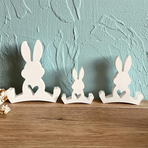 Silikonform sitzender Hase mit Herz – Osterhase mit geraden Ohren – Silikongussform Hase für Ostern – Frühlings-Osterhasenform – 3er-Set (#2383940) von kaqthar