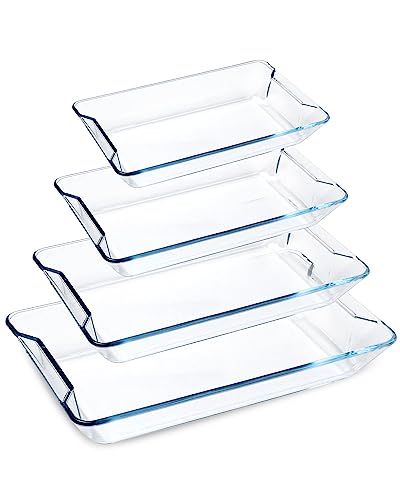 4 Stücke Glas Auflaufform Rechteckig, Glasbackformen, Lasagneformen Set für den Backofen, Glasbackformen(1+1.6+2.5+3.6L) von karadrova